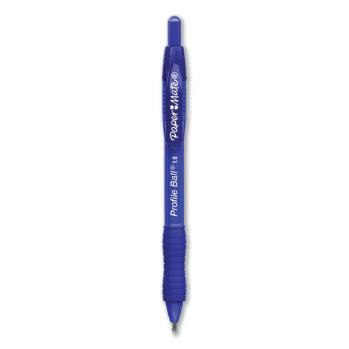 Profile Ballpoint Pen, Retractable, Medium 1 mm, Blue Ink, Translucent Blue Barrel, 4/Pack