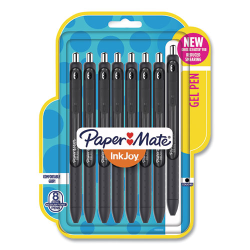 InkJoy Gel Pen, Retractable, Medium 0.7 mm, Black Ink, Black Barrel, 8/Pack