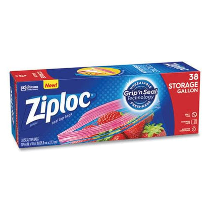 Double Zipper Storage Bags, 1 gal, 1.75 mil, 10.56" x 10.75", Clear, 38 Bags/Box, 9 Boxes/Carton