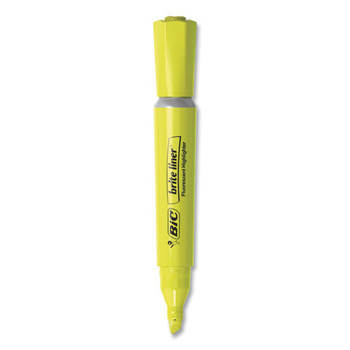 Brite Liner Tank-Style Highlighter, Fluorescent Yellow Ink, Chisel Tip, Yellow/Black Barrel, Dozen