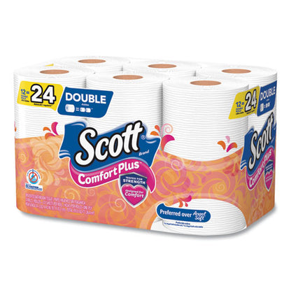 ComfortPlus Toilet Paper, Double Roll, Bath Tissue, Septic Safe, 1-Ply, White, 231 Sheets/Roll, 12 Rolls/Pack, 4 Packs/Carton