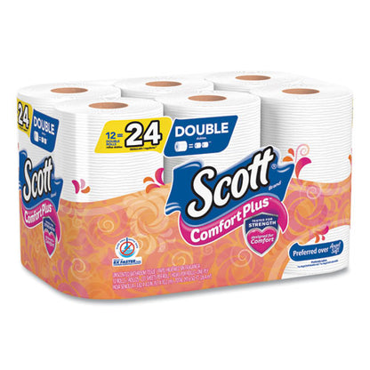 ComfortPlus Toilet Paper, Double Roll, Bath Tissue, Septic Safe, 1-Ply, White, 231 Sheets/Roll, 12 Rolls/Pack, 4 Packs/Carton