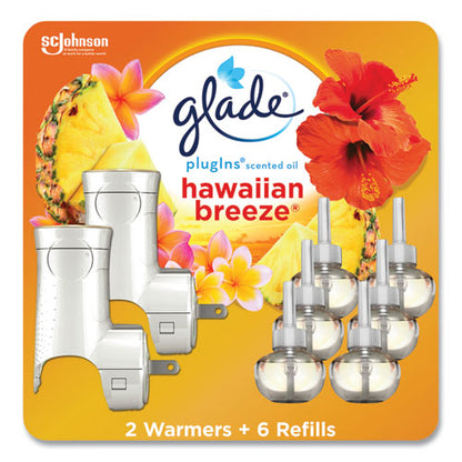 Plugin Scented Oil, Hawaiian Breeze, 0.67 oz, 2 Warmers and 6 Refills/Pack