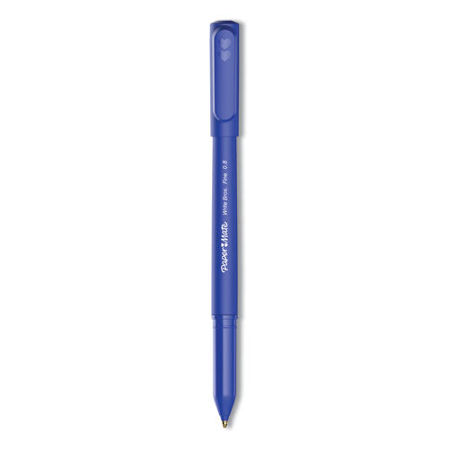 Write Bros. Ballpoint Pen, Stick, Fine 0.8 mm, Blue Ink, Blue Barrel, Dozen