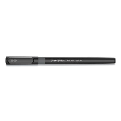 Write Bros. Grip Ballpoint Pen, Stick, Medium 1 mm, Black Ink, Black Barrel, Dozen