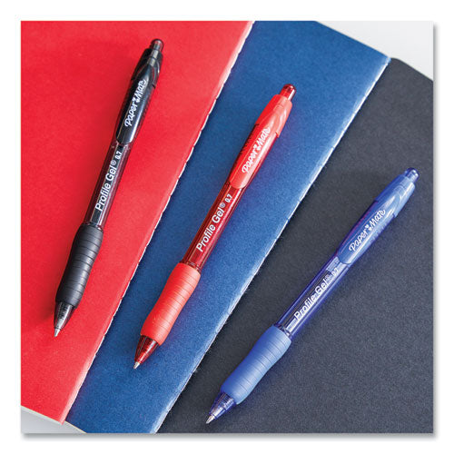 Profile Gel Pen, Retractable, Fine 0.5 mm, Blue Ink, Translucent Blue Barrel, Dozen