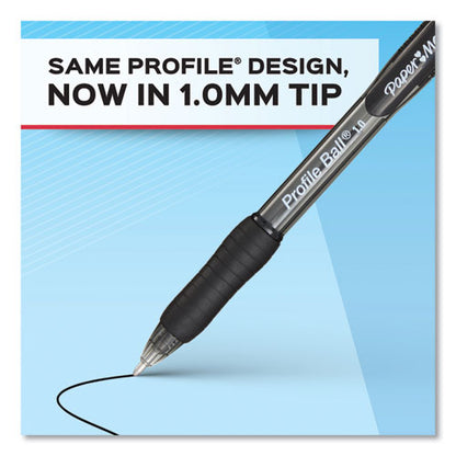 Profile Ballpoint Pen, Retractable, Medium 1 mm, Black Ink, Translucent Black Barrel, 36/Pack