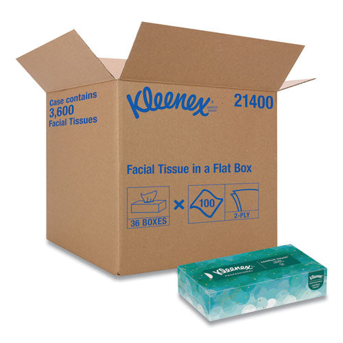 White Facial Tissue for Business, 2-Ply, White, Pop-Up Box, 100 Sheets/Box, 36 Boxes/Carton