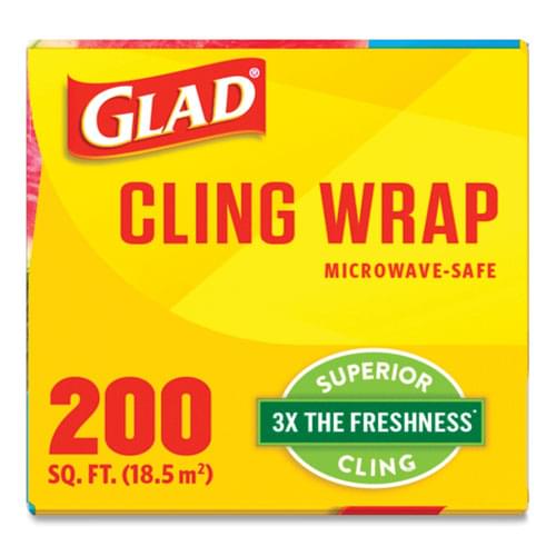 ClingWrap Plastic Wrap, 200 Square Foot Roll, Clear, 12 Rolls/Carton