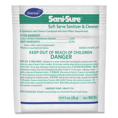 Diversey Sani Sure Soft Serve Sanitizer and Cleaner, Powder, 1 oz Packet, 100/Carton