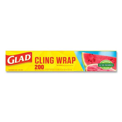 ClingWrap Plastic Wrap, 200 Square Foot Roll, Clear, 12 Rolls/Carton