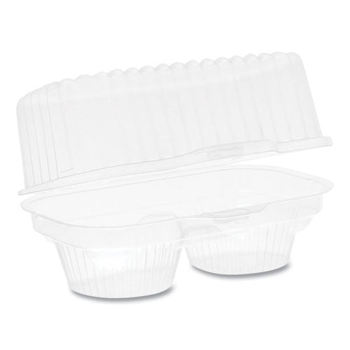 ClearView Bakery Cupcake Container, 2-Compartment, 6.75 x 4 x 4, Clear, Plastic, 100/Carton