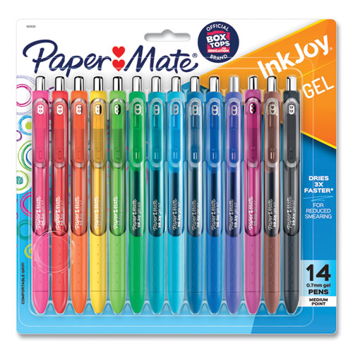 InkJoy Gel Pen, Retractable, Medium 0.7 mm, Assorted Ink and Barrel Colors, 14/Pack