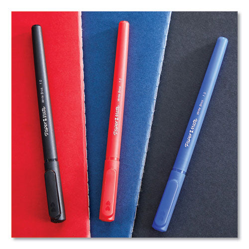 Write Bros. Ballpoint Pen, Stick, Fine 0.8 mm, Black Ink, Black Barrel, Dozen