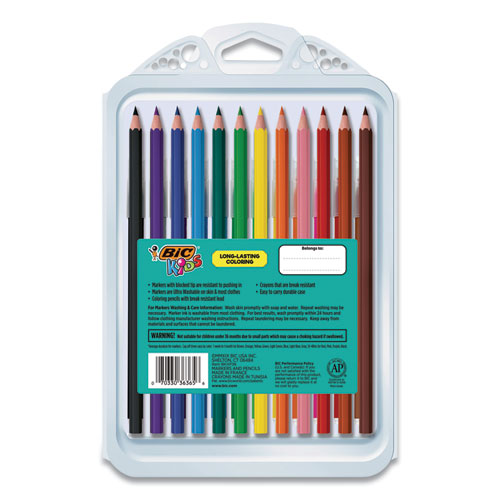 Kids Coloring Combo Pack in Durable Case, 12 Each: Colored Pencils, Crayons, Markers