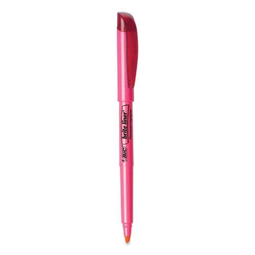 Brite Liner Highlighter, Fluorescent Pink Ink, Chisel Tip, Pink/Black Barrel, Dozen