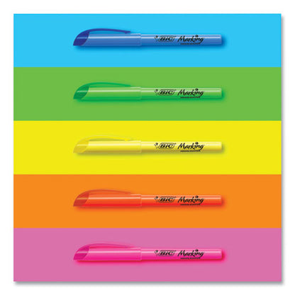 Brite Liner Highlighter, Fluorescent Blue Ink, Chisel Tip, Blue/Black Barrel, Dozen