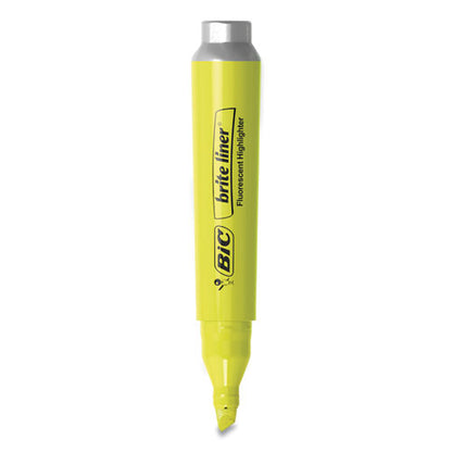 Brite Liner Tank-Style Highlighter, Fluorescent Yellow Ink, Chisel Tip, Yellow/Black Barrel, Dozen