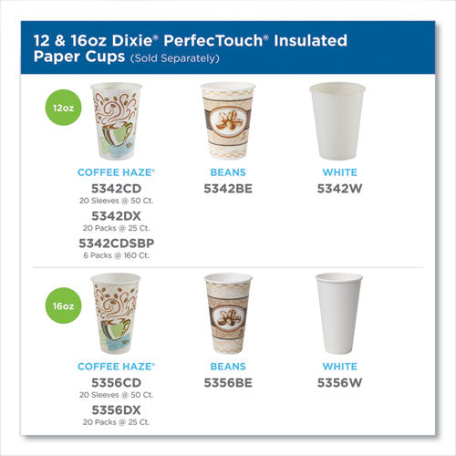 PerfecTouch Paper Hot Cups, 12 oz, Coffee Haze Design, 25 Sleeve, 20 Sleeves/Carton