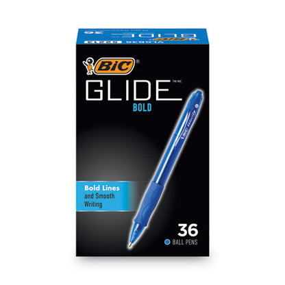 GLIDE Bold Ballpoint Pen Value Pack, Retractable, Bold 1.6 mm, Blue Ink, Translucent Blue Barrel, 36/Pack