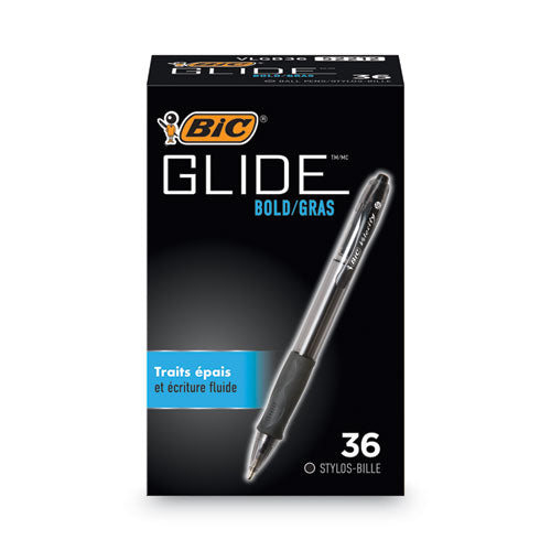 GLIDE Bold Ballpoint Pen Value Pack, Retractable, Bold 1.6 mm, Black Ink, Black Barrel, 36/Pack