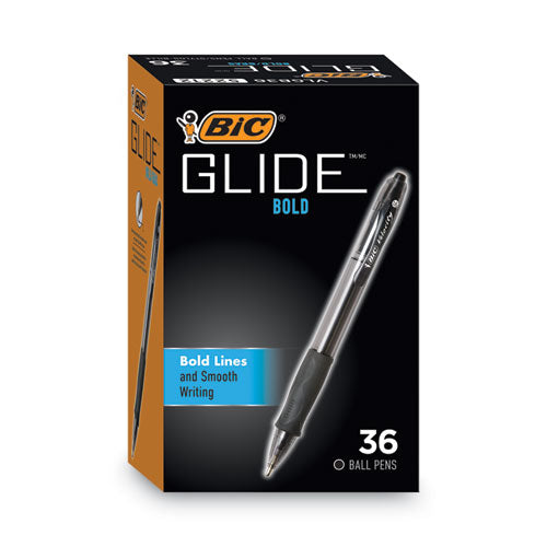 GLIDE Bold Ballpoint Pen Value Pack, Retractable, Bold 1.6 mm, Black Ink, Black Barrel, 36/Pack