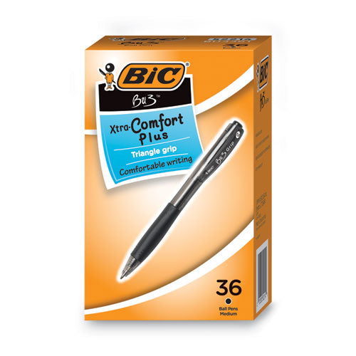 BU3 Ballpoint Pen, Retractable, Medium 1 mm, Black Ink, Black Barrel, 36/Pack