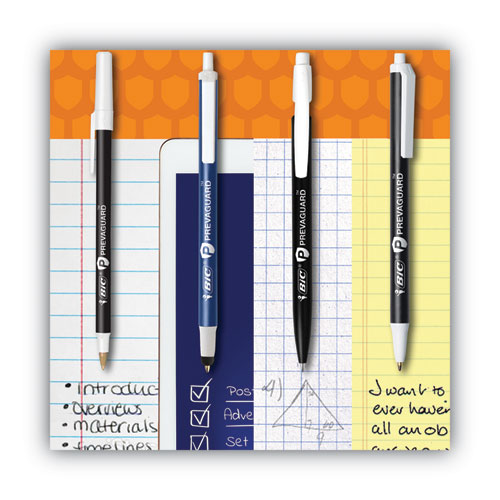 PrevaGuard Ballpoint Pen, Retractable, Medium 1 mm, Blue Ink, Blue Barrel