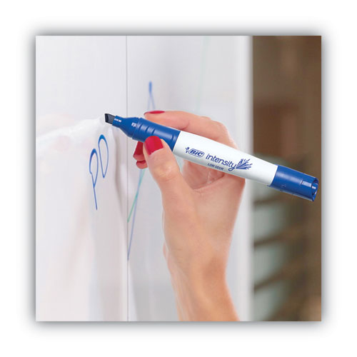 Intensity Low Odor Chisel Tip Dry Erase Marker, Broad Chisel Tip, Blue, Dozen