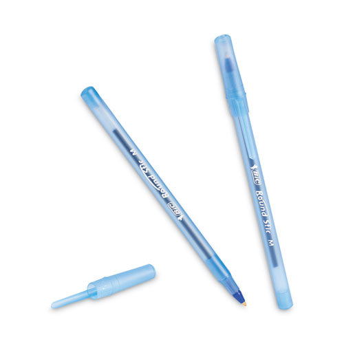 Round Stic Xtra Life Ballpoint Pen Value Pack, Stick, Medium 1 mm, Blue Ink, Translucent Blue Barrel, 60/Box