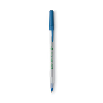 Ecolutions Round Stic Ballpoint Pen Value Pack, Stick, Medium 1 mm, Blue Ink, Clear Barrel, 50/Pack