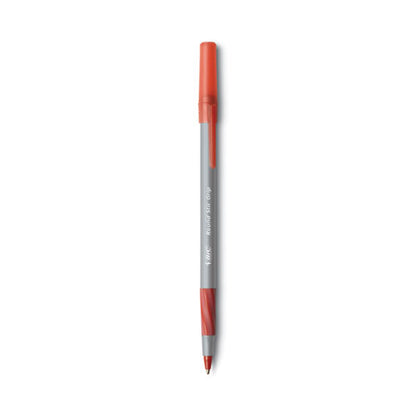 Round Stic Grip Xtra Comfort Ballpoint Pen, Easy-Glide, Stick, Medium 1.2 mm, Red Ink, Gray/Red Barrel, Dozen