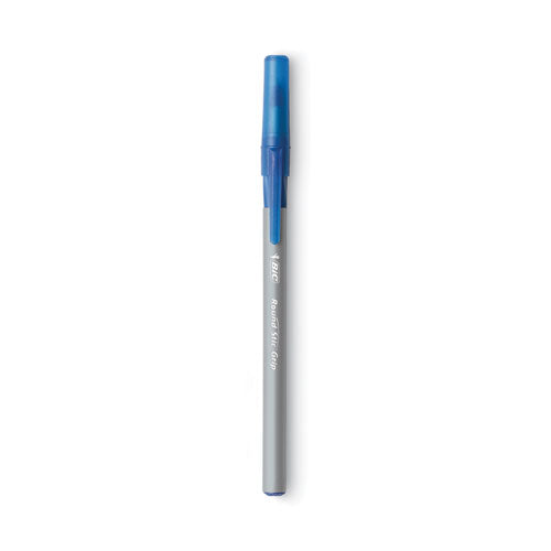 Round Stic Grip Xtra Comfort Ballpoint Pen Value Pack, Easy-Glide, Stick, Medium 1.2 mm, Blue Ink, Gray/Blue Barrel, 36/Pack