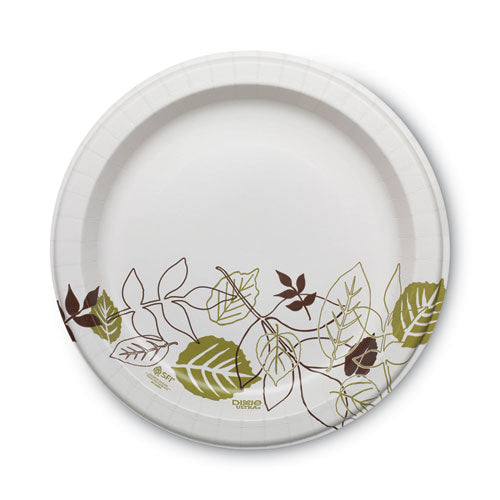 Pathways Soak-Proof Shield Heavyweight Paper Plates, 10.13" dia, Green/Burgundy, 125/Pack