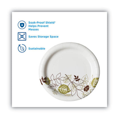 Pathways Soak-Proof Shield Mediumweight Paper Plates, WiseSize, 6.88" dia, Green/Burgundy, 125/Pack