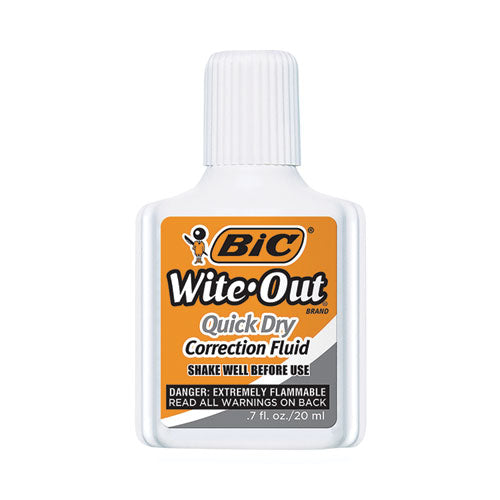 Wite-Out Quick Dry Correction Fluid, 20 mL Bottle, White, Dozen