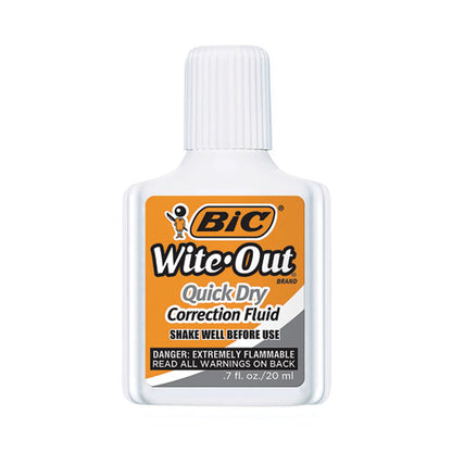 Wite-Out Quick Dry Correction Fluid, 20 mL Bottle, White, Dozen