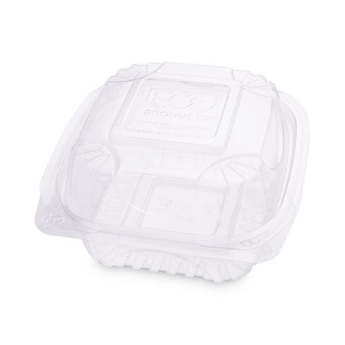 Clear Clamshell Hinged Food Containers, 6 x 6 x 3, Plastic, 80/Pack, 3 Packs/Carton