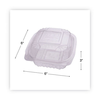 Clear Clamshell Hinged Food Containers, 6 x 6 x 3, Plastic, 80/Pack, 3 Packs/Carton