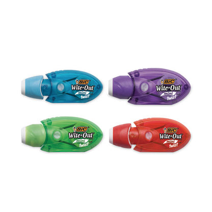 Wite-Out Mini Twist Correction Tape, Non-Refillable, Blue/Fuchsia Applicators 0.2" x 314", 2/Pack