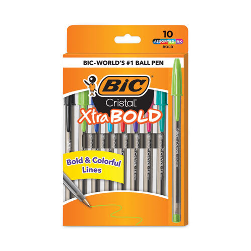 Cristal Xtra Bold Ballpoint Pen, Stick, Bold 1.6 mm, Assorted Ink and Barrel Colors, 24/Pack