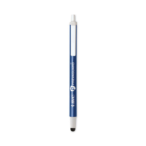 PrevaGuard Clic Ballpoint/Stylus Pen, Retractable, Medium 1 mm, Blue Ink/Blue Barrel, Dozen