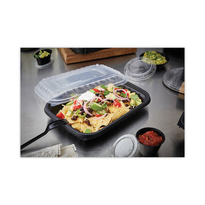 EarthChoice Entree2Go Takeout Container, 48 oz, 11.75 x 8.75 x 1.61, Black, Plastic, 200/Carton