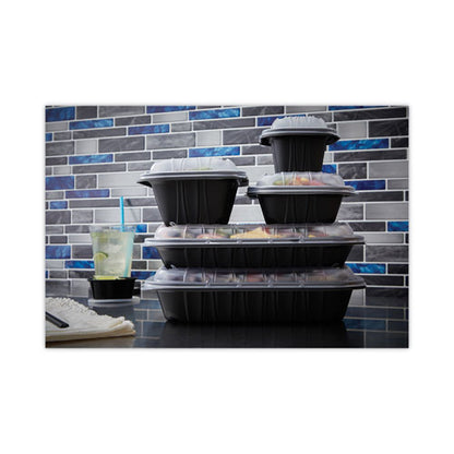 EarthChoice Entree2Go Takeout Container, 48 oz, 11.75 x 8.75 x 1.61, Black, Plastic, 200/Carton