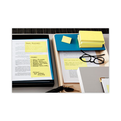 Original Recycled Note Pads, 3" x 5", Canary Yellow, 100 Sheets/Pad, 12 Pads/Pack