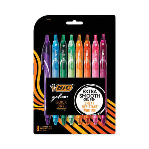 Gel-ocity Quick Dry Gel Pen, Retractable, Medium 0.7 mm, Assorted Ink and Barrel Colors, 8/Pack