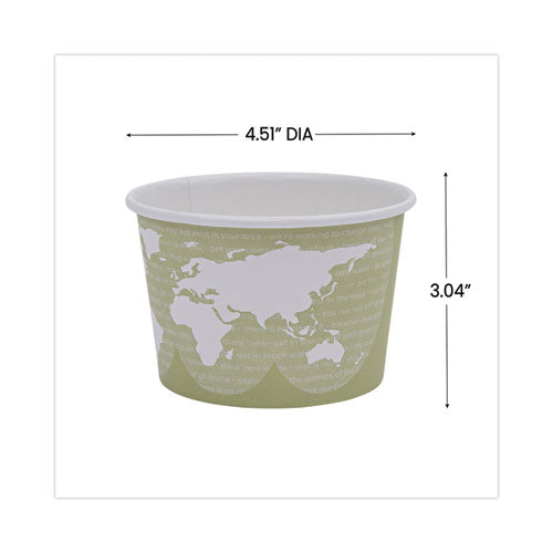 World Art Renewable and Compostable Food Container, 16 oz, 4.05 Diameter x 3 h, Seafoam, Paper, 25/Pack, 20 Packs/Carton