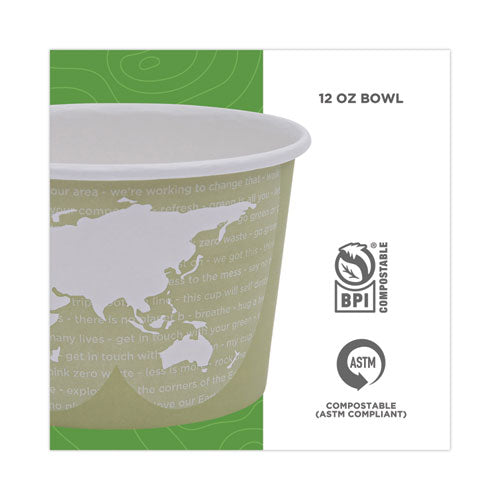 World Art Renewable and Compostable Food Container, 16 oz, 4.05 Diameter x 3 h, Seafoam, Paper, 25/Pack, 20 Packs/Carton