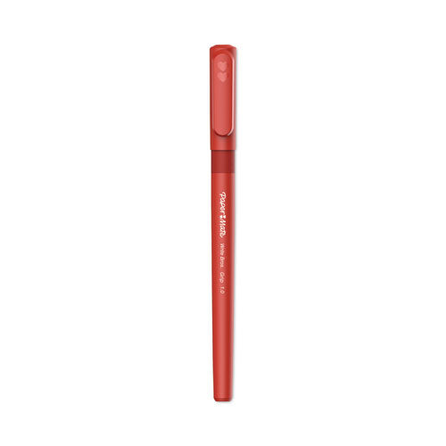 Write Bros. Grip Ballpoint Pen, Stick, Medium 1 mm, Red Ink, Red Barrel, Dozen