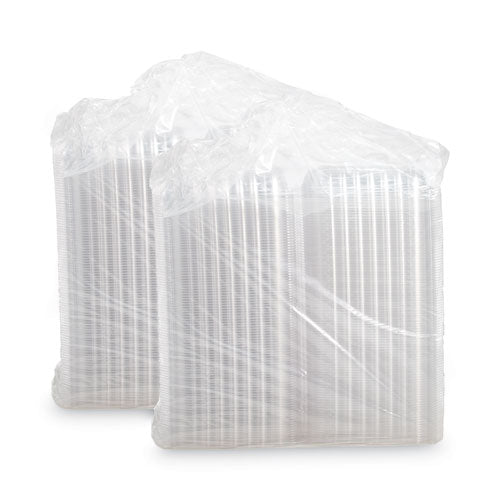 ClearSeal Hinged-Lid Plastic Containers, 9.3 x 8.8 x 3, Clear, Plastic, 100/Bag, 2 Bags/Carton